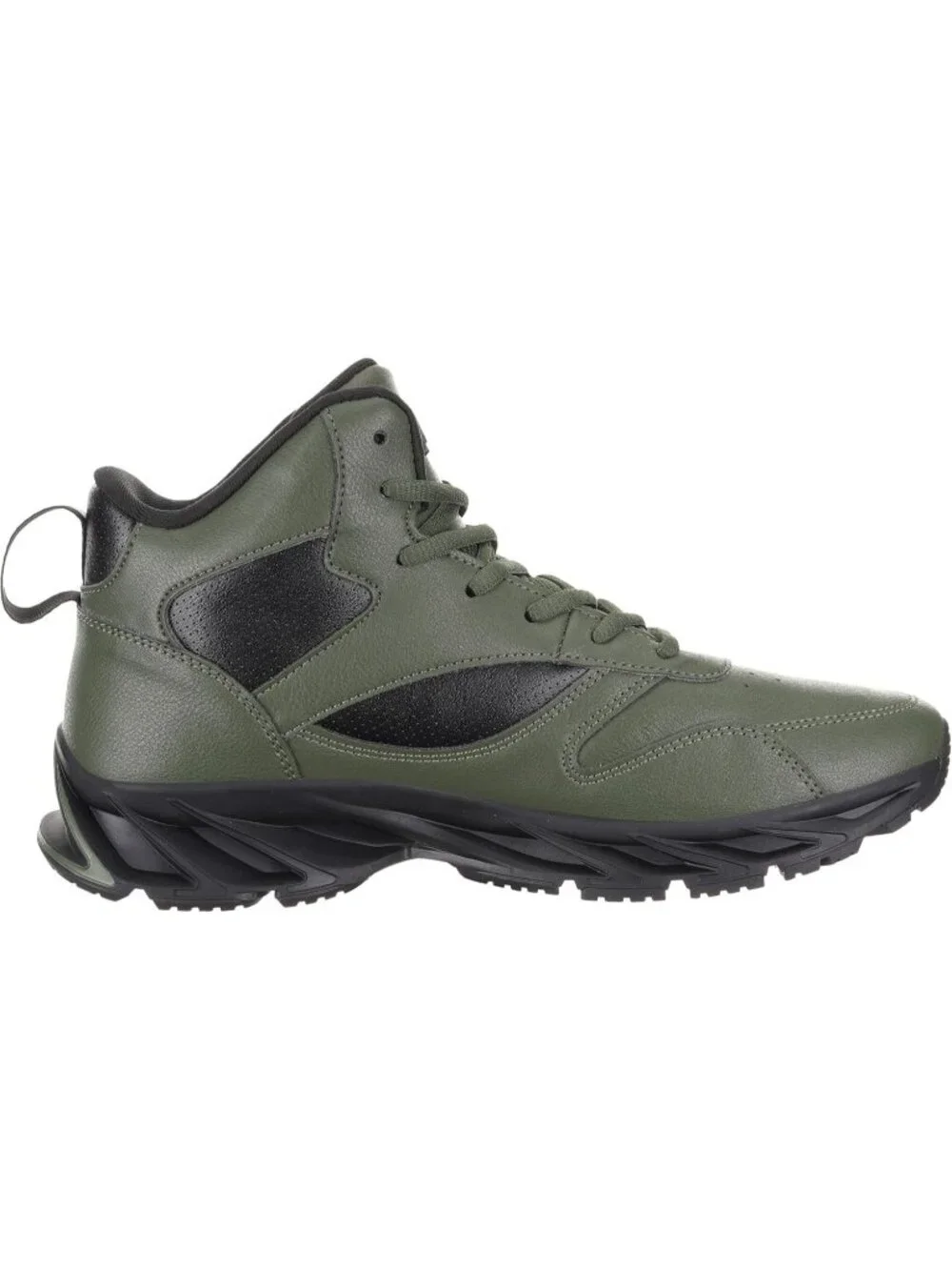 Joomra Men's Army Green Rubber Leather High Top Athletic Inspire Lace Up Sneaker